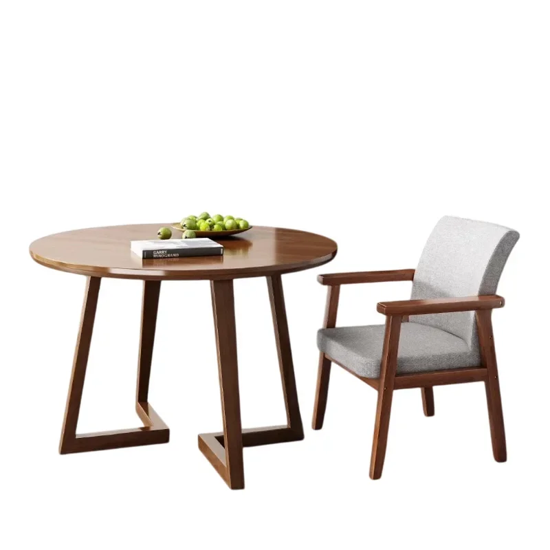 

Small round table solid wood legs negotiation guest reception table dining table household modern simple coffee