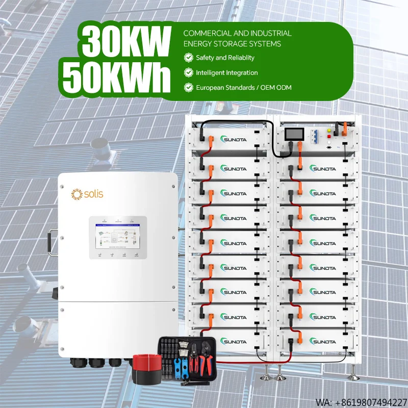 SUNDTA 50kWh 100kWh System All in One 30kw 50kw Hybrid Grid Inverter Lithium Batteries Project Use Commercial Industrial