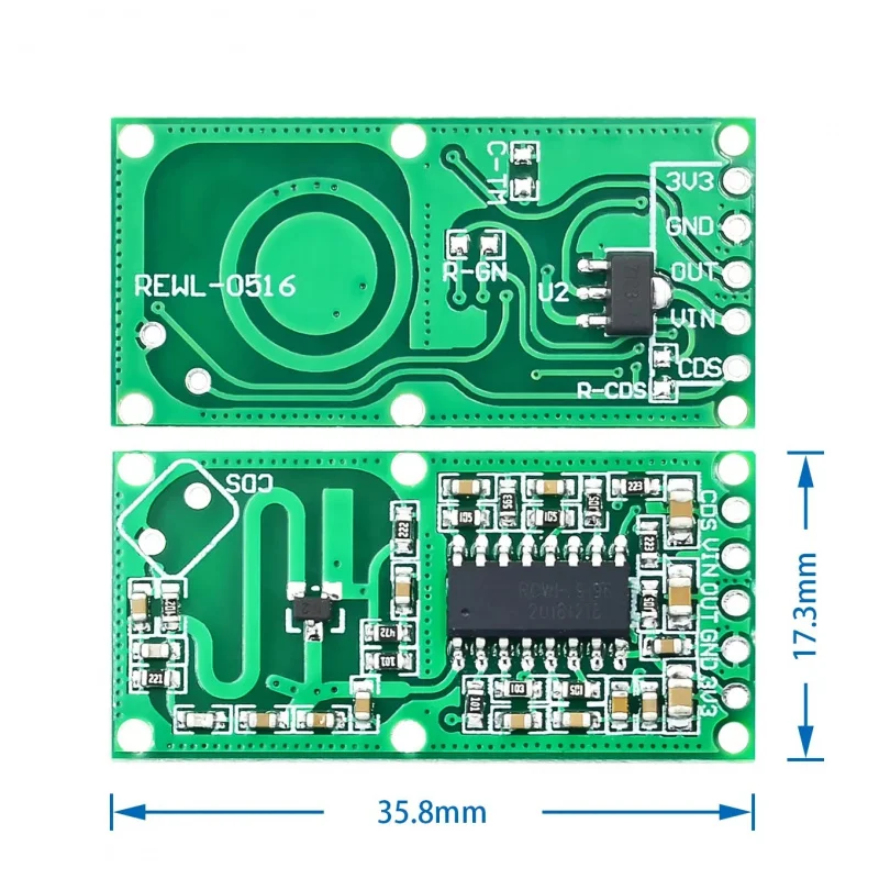 RCWL-0516 Módulo de interruptor de sensor de microondas Módulo de detección de cuerpo humano Detector de sensor inteligente