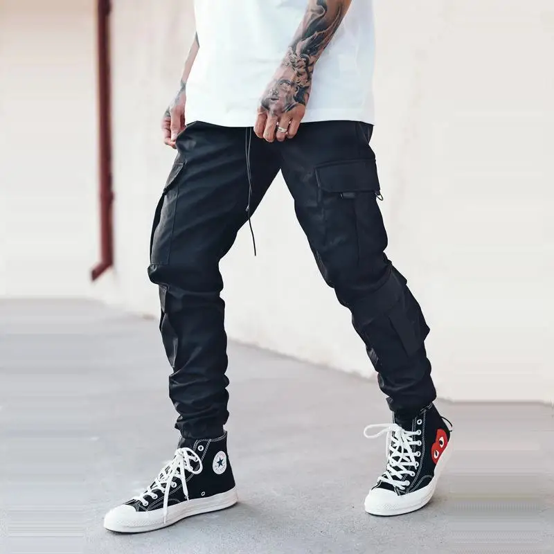 2024 Autumn winter new men's casual large size speed woven trousers multi-bag sports overalls