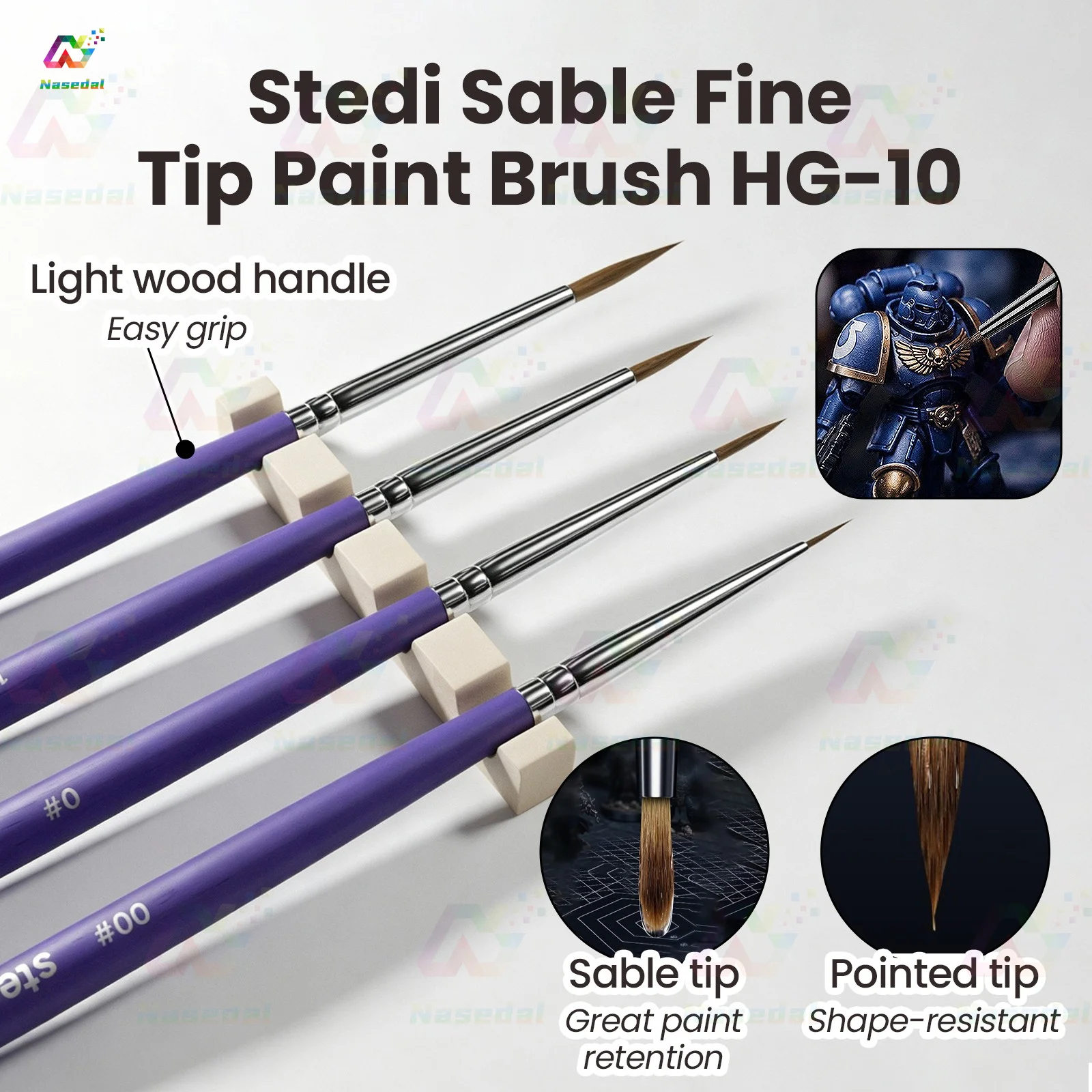 Stedi Sable Ultra Fine Detail Lining Brush for Gundam Military Figure Water-Based Pigment Gouache Wooden Handle Hobby DIY Tools