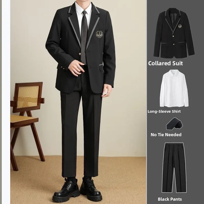 

Casual Sportswear Style Student Uniform Suit Men's Fashionable Graduation Season Class Badge West Coat Set Japanese College Wind