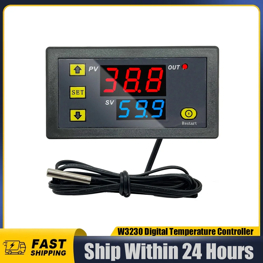 W3230 Mini Digital Temperature Controller 12V 24V 220V Thermostat Regulator Heating Cooling Control Thermoregulator With Sensor