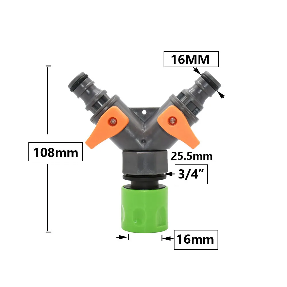 1/2 3/4 gwint ogród 2-Way złącze kranu wąż ogrodowy Splitter Y zawór łącznik 1/4 \