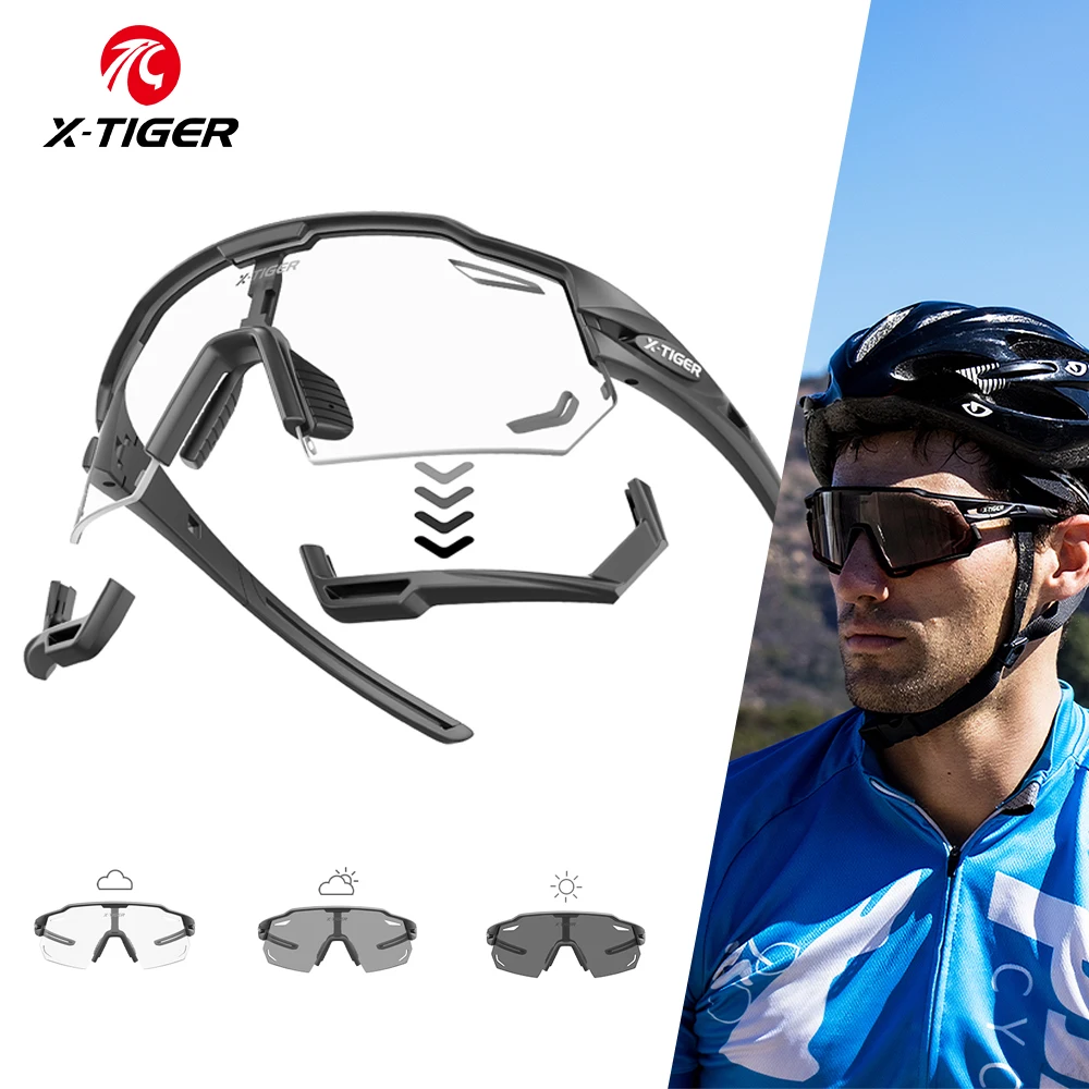 X-TIGER Photochromic Sunglasses Sport Cycling Glasses Adult Outdoor Bicycle Riding Fishing Eyewear Driving Goggles Equipment