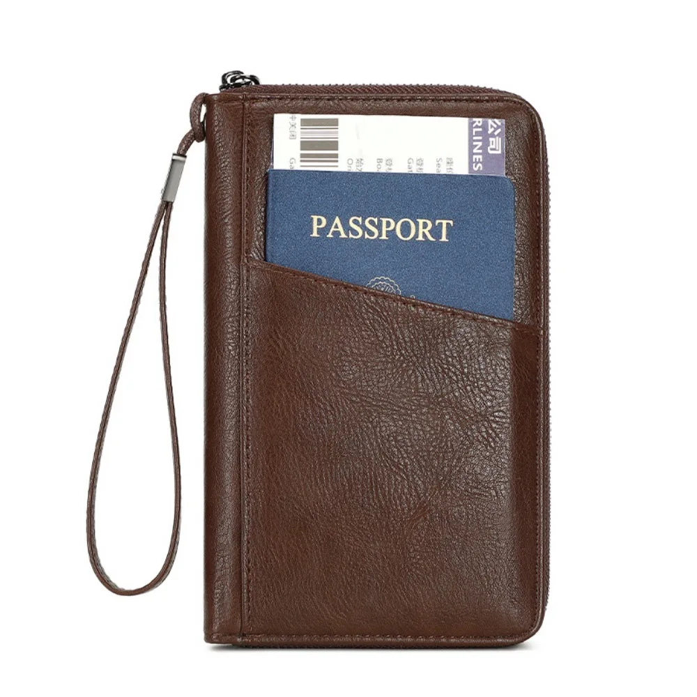 

PU Leather Passport Clip Wallet Anti-Theft RFID Blocking Travel Document Bag Large Capacity Wear-Resistant RFID Passport Holder