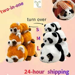 Double-side Flip Panda Red Panda Plushies 2-in-1 cute Raccoon Kawaii Flip Animal Pillow children's birthday Graduation gift