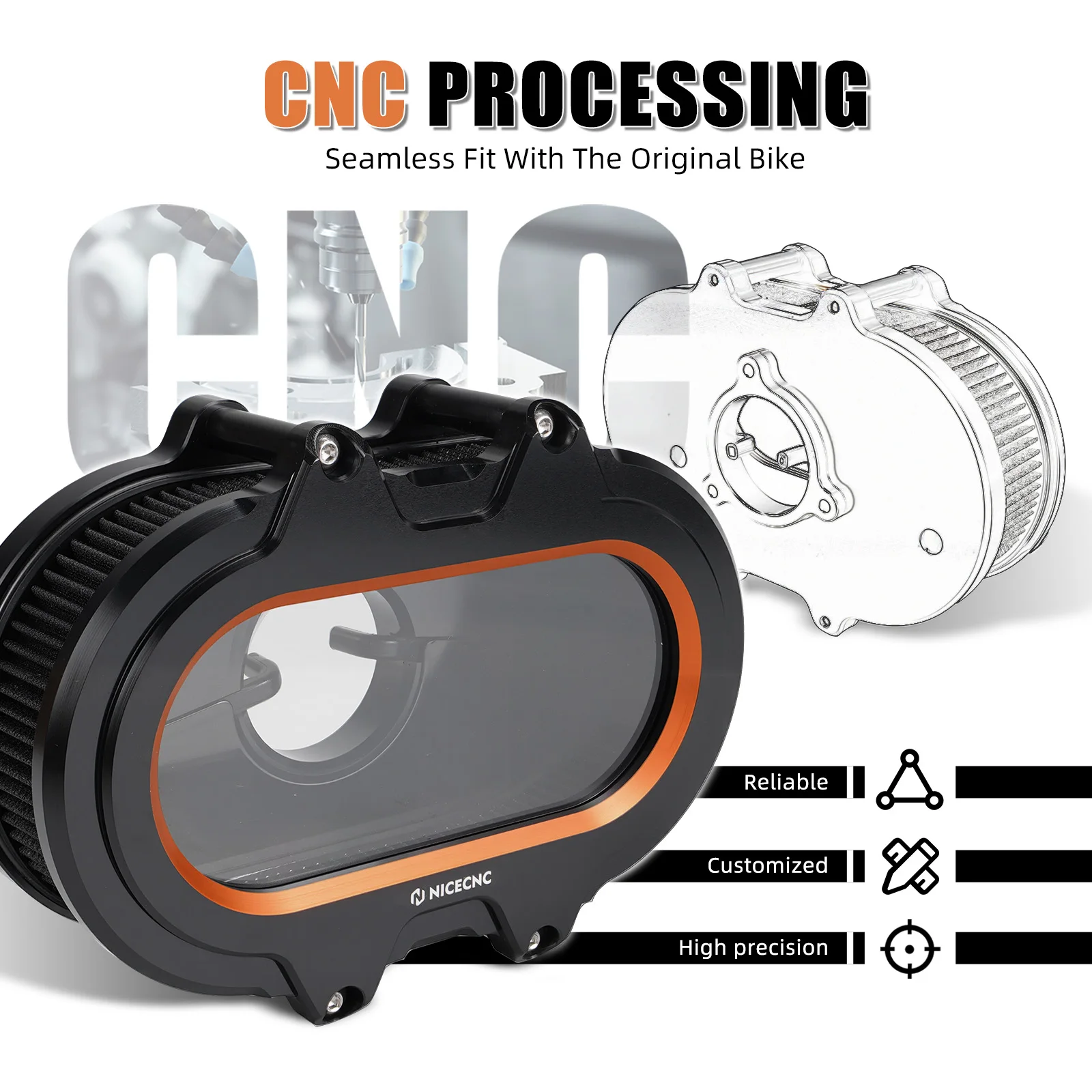 Para Harley Street Glide FLHX/Special Road Glide/Road King Kit de limpiador de aire transparente especial para Tri Glide Ultra FLHTCUTG Ultra Limit