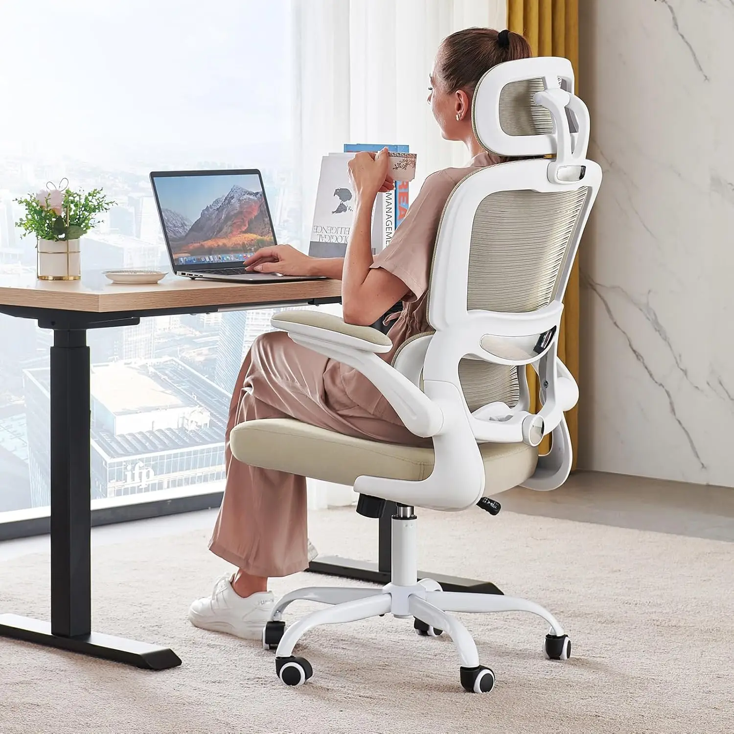 

Office Chair Ergonomic Desk Chair, 330 LBS Home Mesh Office Desk Chairs with Wheels, Comfortable Gaming Chair, High Back Office