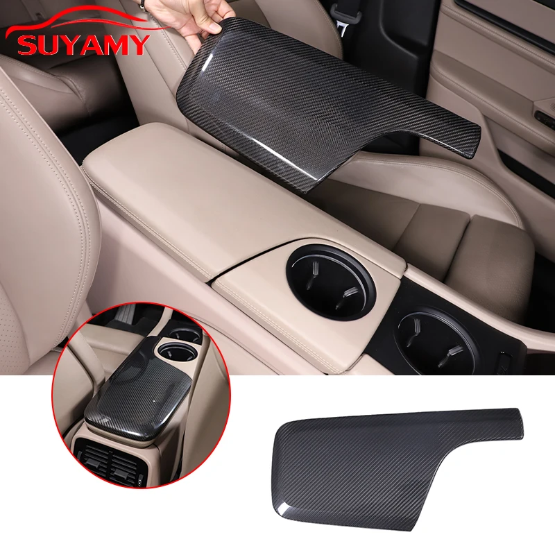 

For Porsche Taycan 2019-2025 Real Carbon Fiber Car Centre Console Armrest Box Cover Panel Trim Sticker Car Accessories