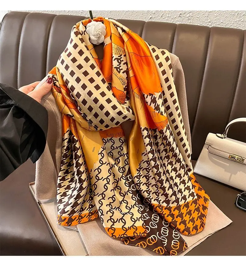 

180*90 см Элитный бренд женские летние шелковые шарфы шаль женская накидка мягкая женская европейская дизайнерская пляжная бандана платок глушитель парео