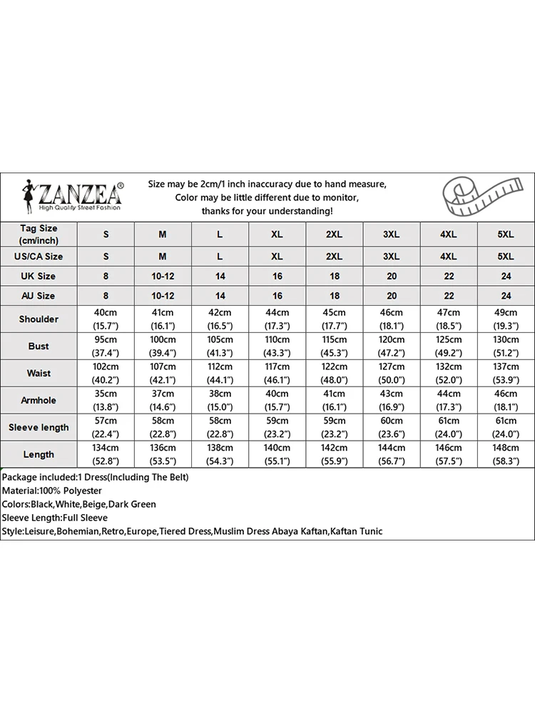 فستان صيفي نسائي خريفي بأكمام طويلة مطبوع عليه زهور من ZANZEA فستان طويل إسلامي تركيا عباية عيد مبارك رداء IsIamic حجاب فيستدوس #5