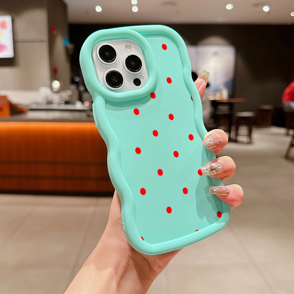 Red Round Spot Phone Case For iPhone 16 15 14 13 12 11 Pro Max 7 8 Plus XR XS X  SE2 SE3 Shockproof Soft Silicone Bumper Cover