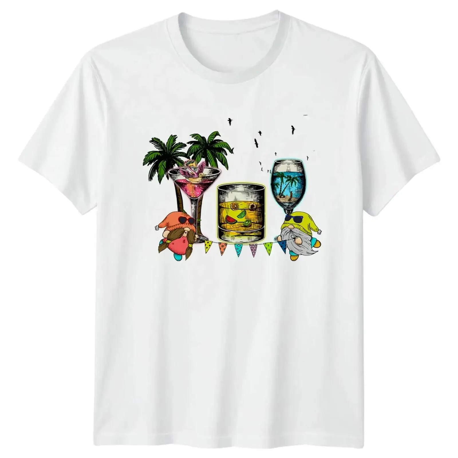 Camiseta Happy Tropical Wichtel Sommer Party Cocktail T Shirt Drinks vintage lavada ligeramente suave y cómoda, ropa de diseñador unisex