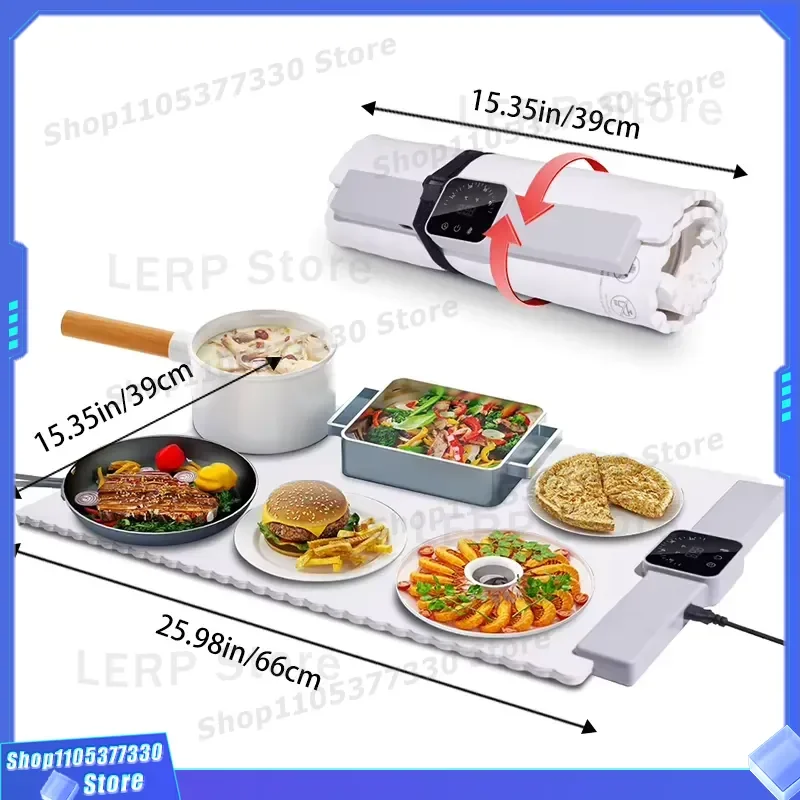 Portable Electric Food Warmer Tray Adjustable Temperature Heating Plate Smart Home Kitchen Appliance for Keeping Meals Hot