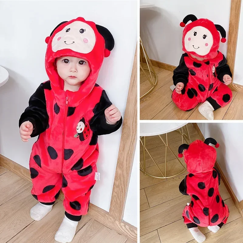 Kawaii Animal Bee Costume for Newborn Baby 0-3 Years Cosplay Onesie Halloween Jumpsuit Winter Warm Outfit Funny Cute Kigurumis