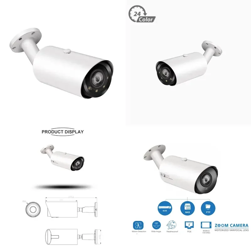 8MP IP Security CAMERA Support AUDIO HIK Protocol Auto Focus 5X Motorized Lens POE MIC IP67 IR PoE Bullet IP Camera