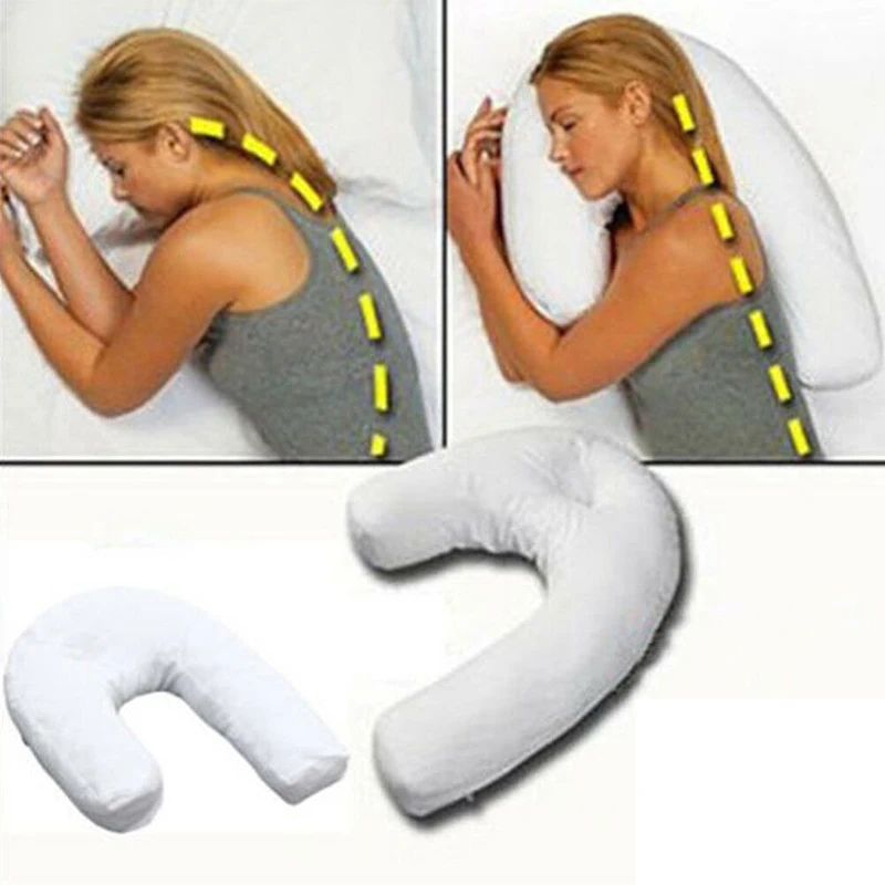 Contour Pillow Great for Sleeping on your Side for Neck Shoulder and Back Pain Relief Home and Travel Pillow with Ear Pocket