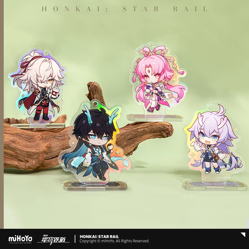 

2025 Anime Honkai: Star Rail Train Travelogue Q Version Acrylic Stanrd Card Pendant Dan Heng Fu Xuan Keychain MiHoYo