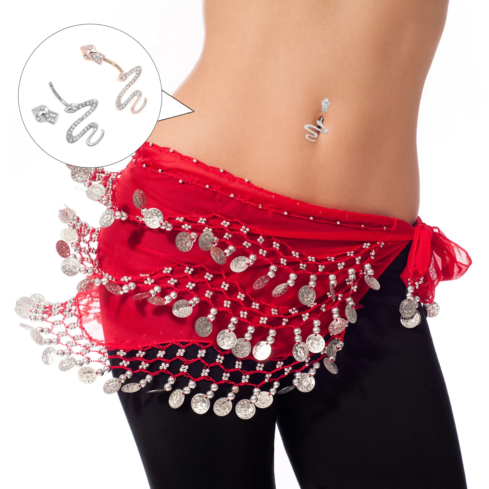 

2Pcs Navel Belly Nail Rings Snake Design Polished Finish Elegant Charming Decor Perfect for Party Performance Street Style