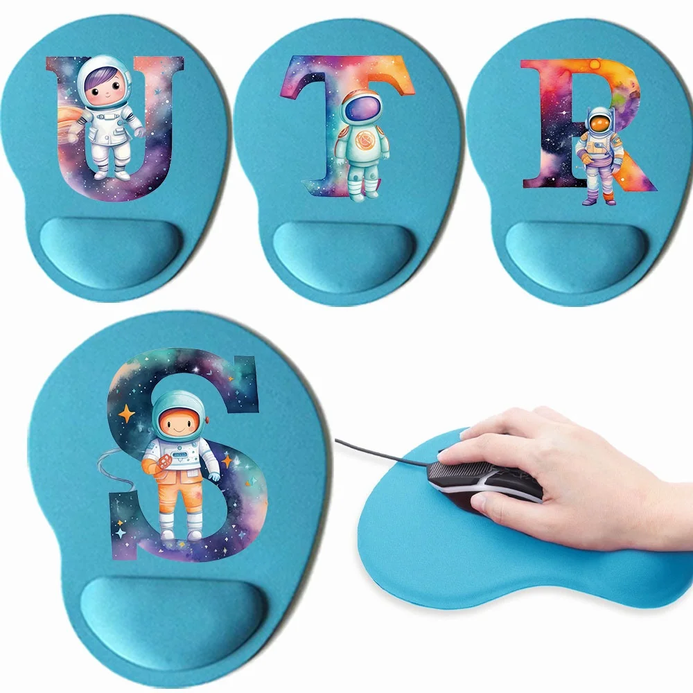 Ergonomic Wrist Rest Mouse Pad Comfortable Oval Thickened Wrist Support Mice Mat Soft Mousepad for Astronaut Letter Series