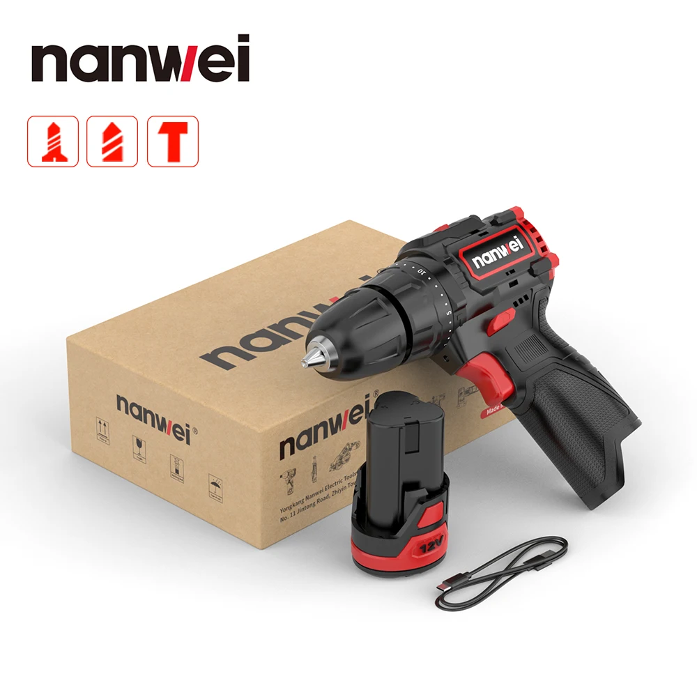 nanwei brushless broca eletrica de impacto manual mini ferramenta de carregamento domestico bateria de litio multifuncional 12v 01