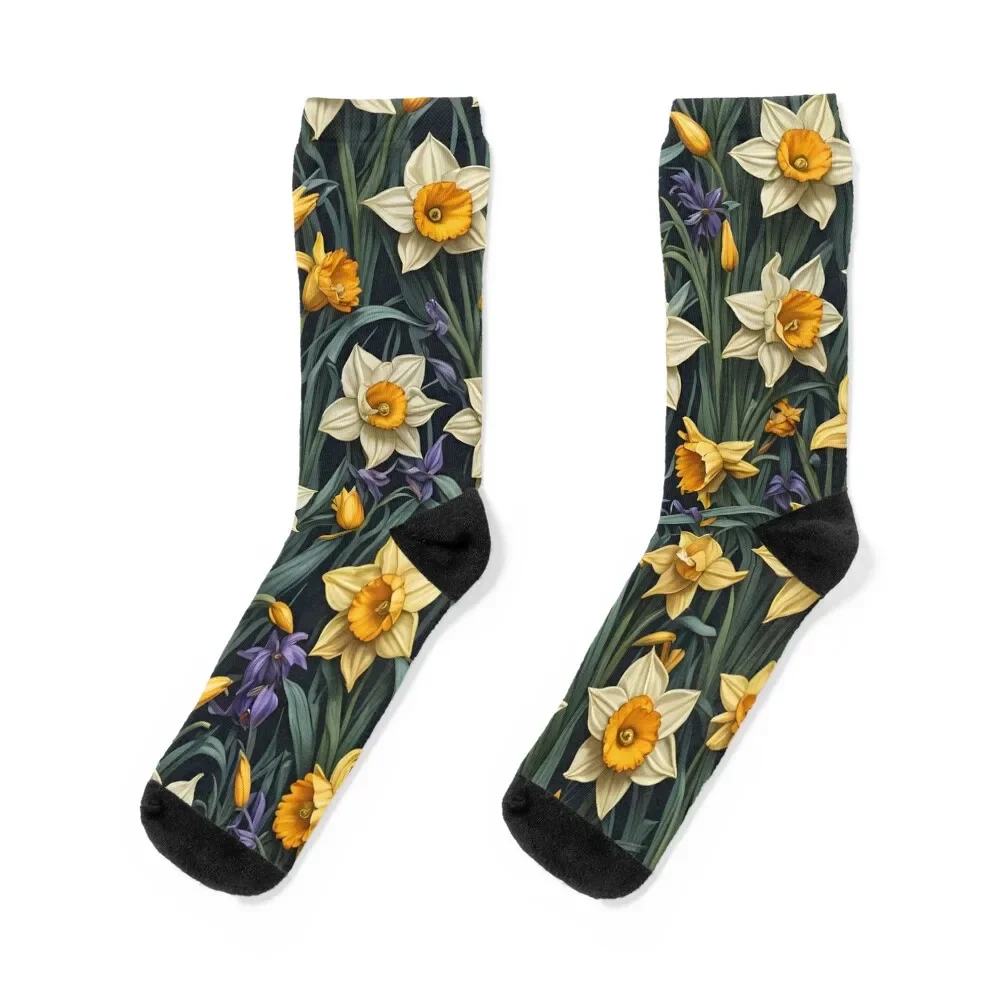 

Daffodil Flower Seamless Pattern (March Birth Flower) Socks Non-slip crazy gym Rugby Socks Men Women's