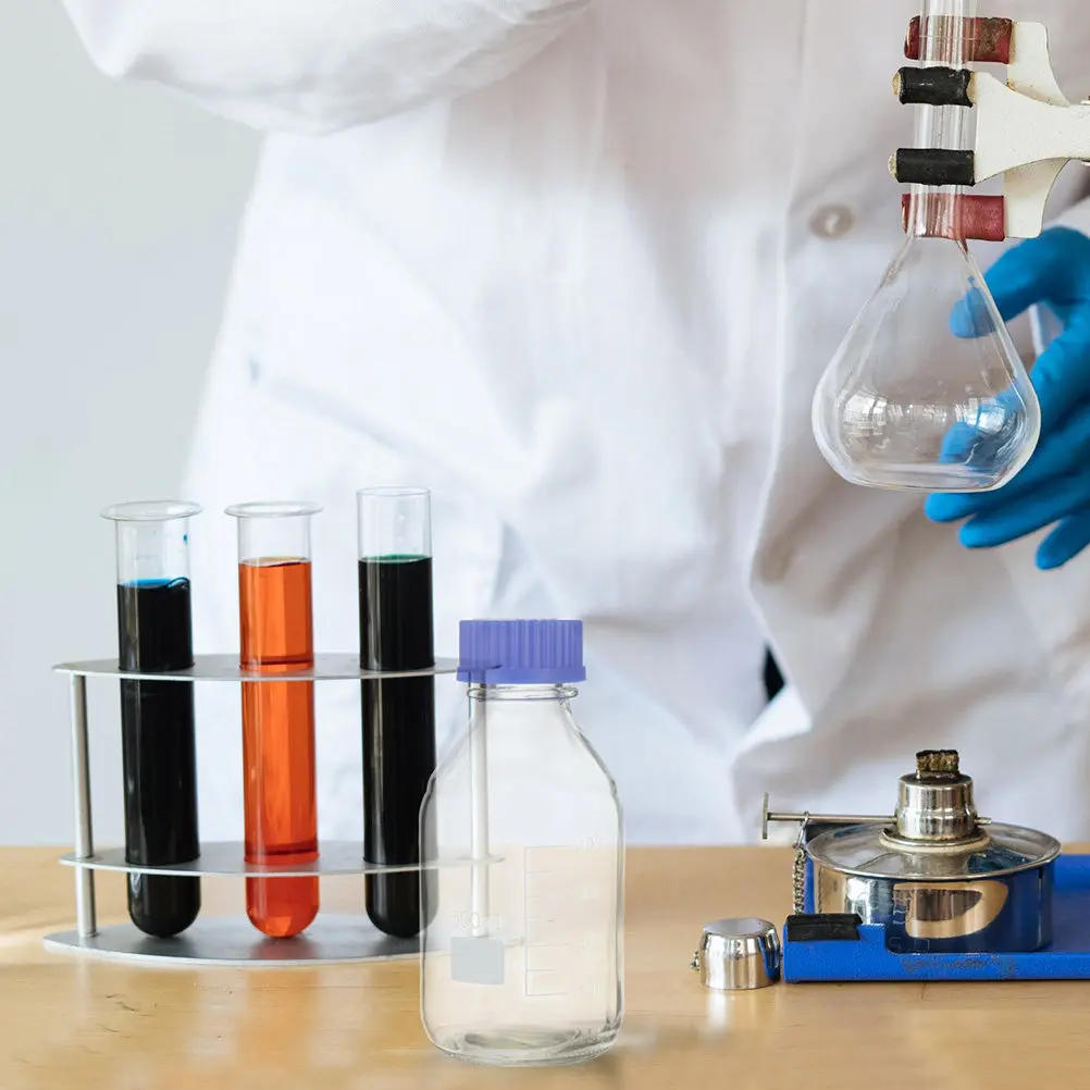 

1Pcs 500Ml Lab Reagent Bottle Glass Chemical Storage Bottle with Clear Scale Line Leak-Proof Cover Solid Base for Education