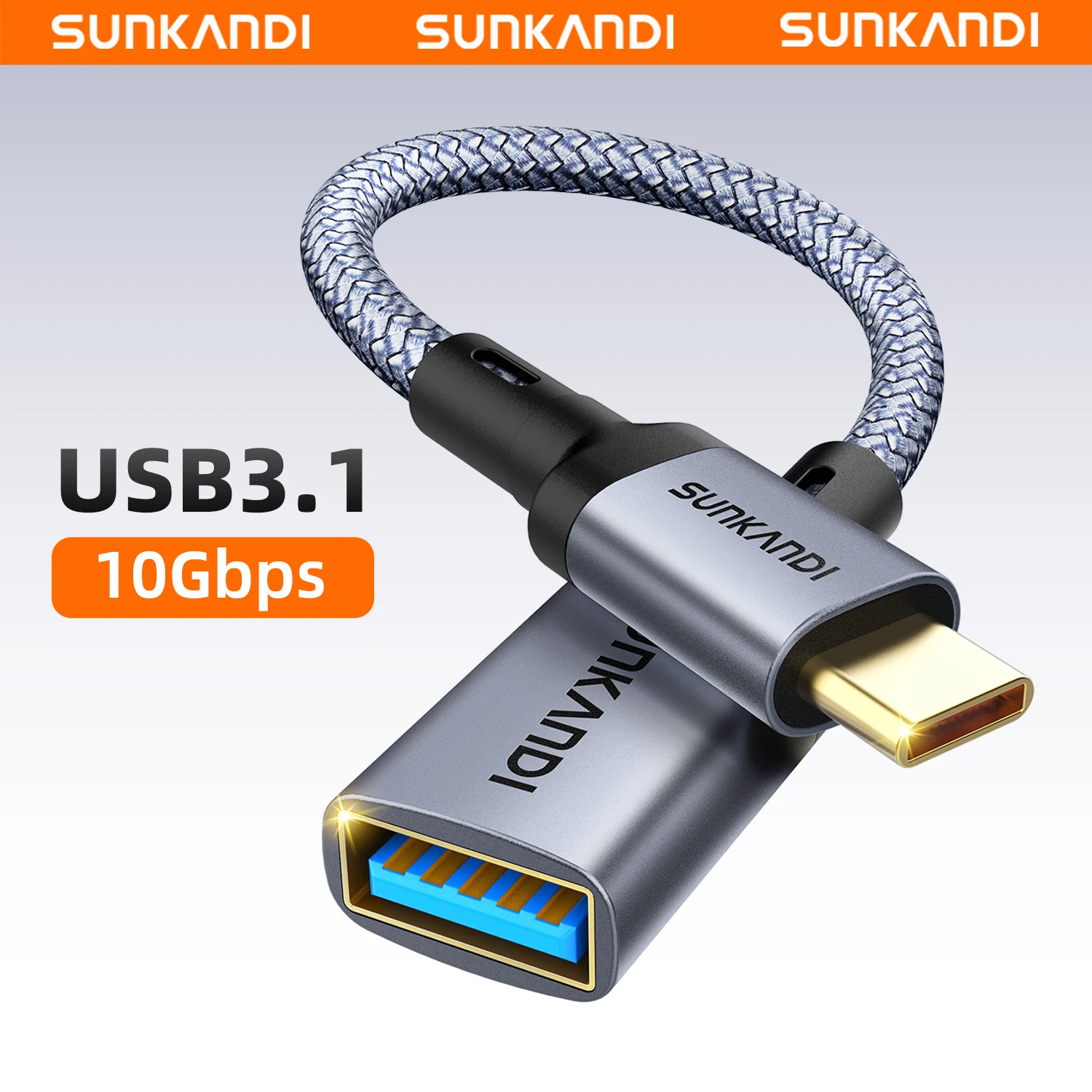 SUNKANDI USB C to USB 3.1 Adapter 10Gbps OTG Cable Type C Male to USB A Female for iPhone 15 MacBook Pro Air iPad Pro Galaxy S24