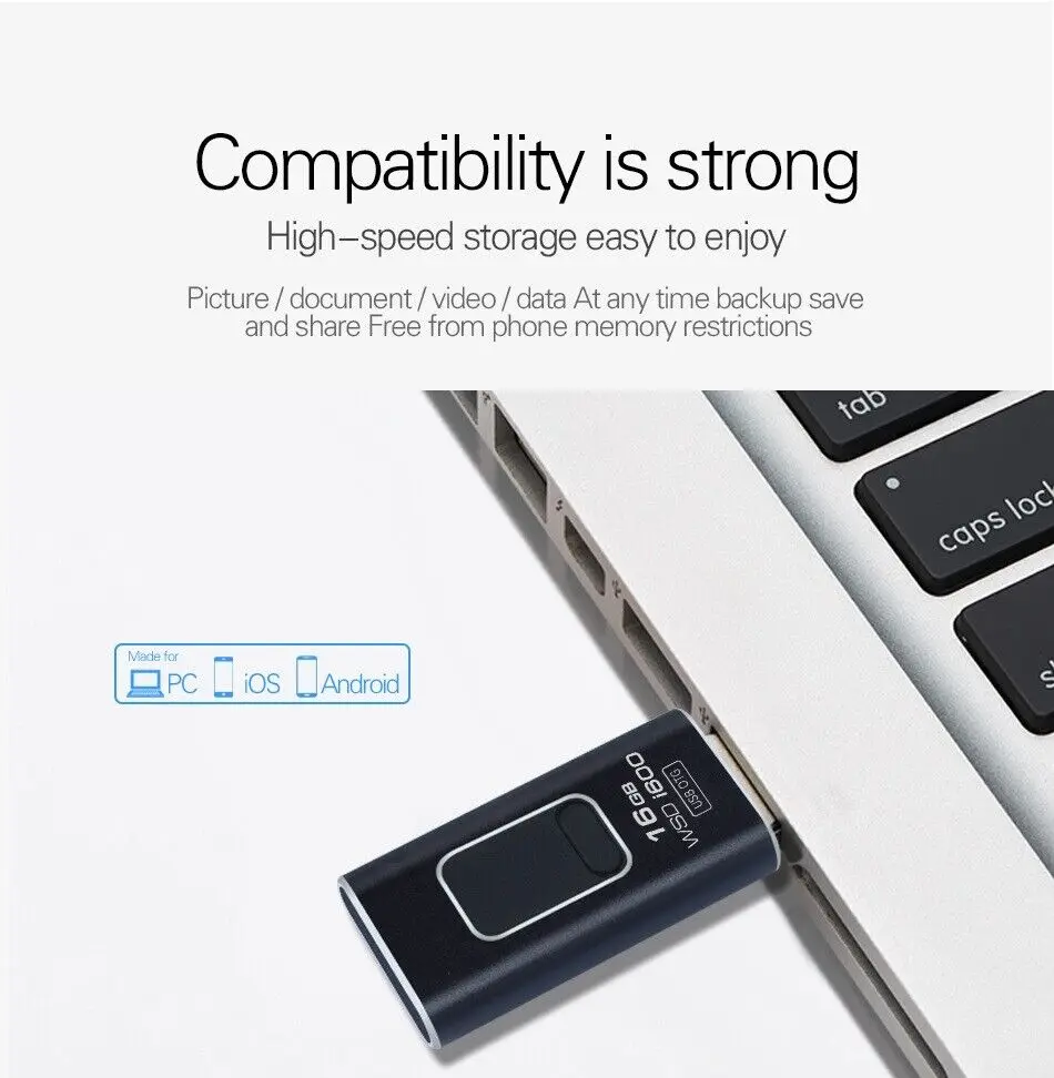 Ultra-Fast 4-in-1 Flash Drive Memory Stick USB 3.0 Type-C OTG for iPhone Photo Stick Pen Drive 64GB 128GB 256GB