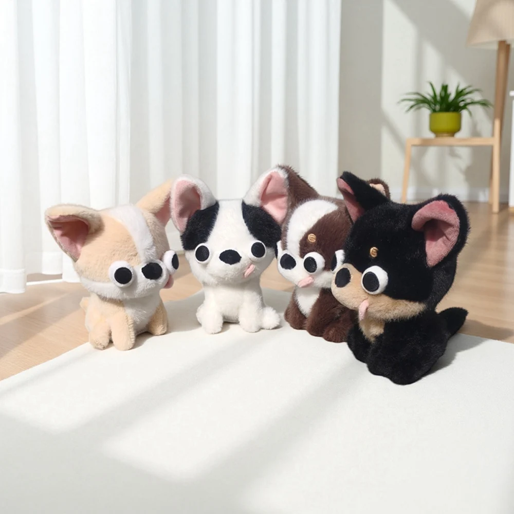 

Chihuahua Plush Toys Q Cute Sitting Poses Round Eyes Tongue Out Soft Fluffy Healing Vibes Adults Daily Gifts Multiple Colors