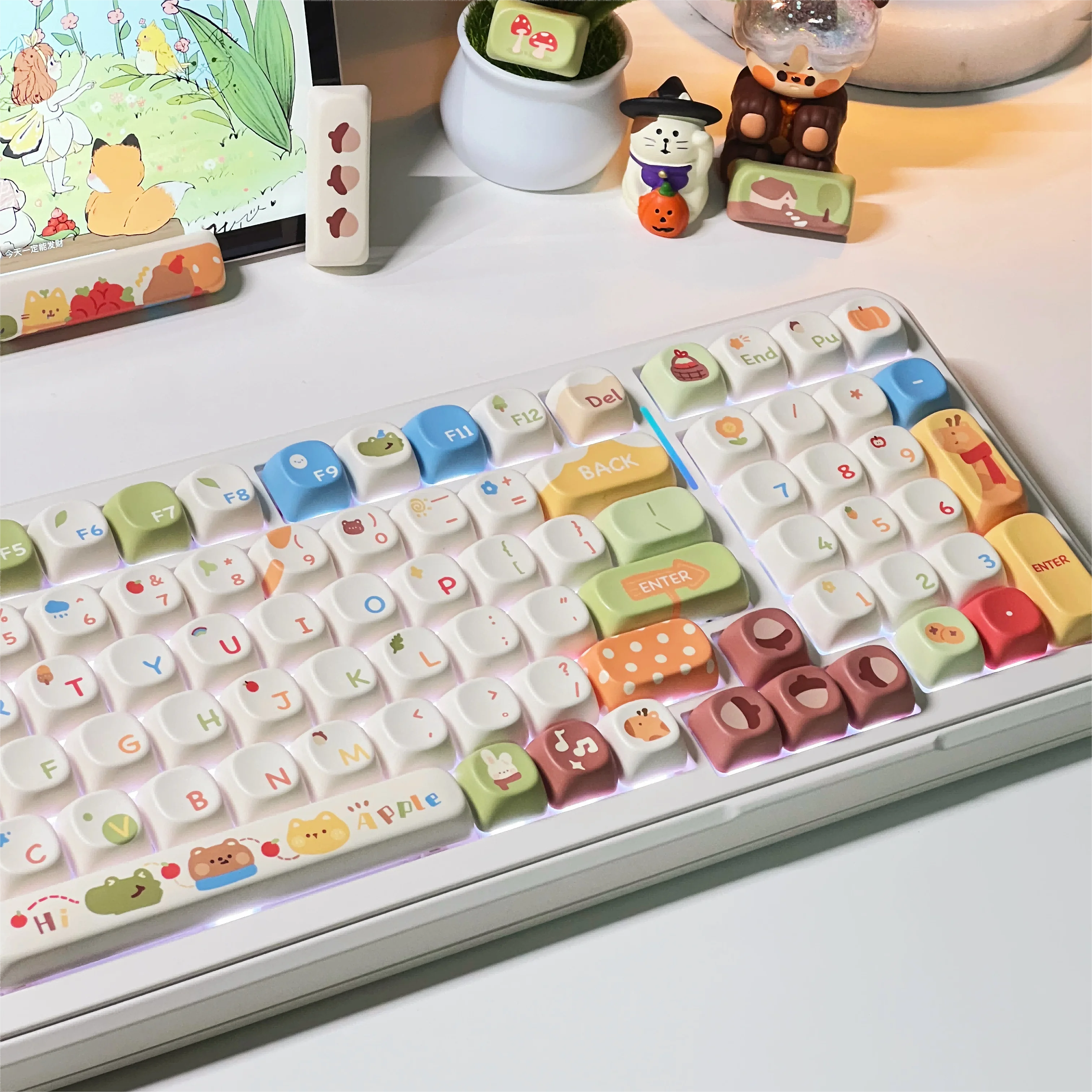 Imagem -03 - Fairy Forest Tema Keycaps Grupo Sublimação Pbt Perfil Xoa Acessórios Teclado Mecânico Colorido