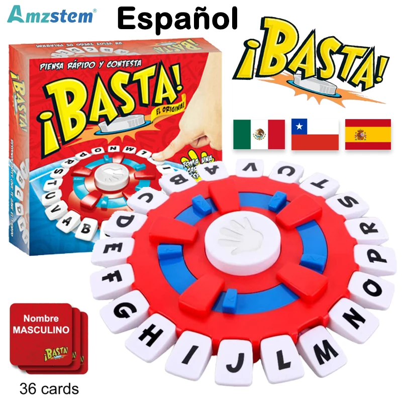 Juego de palabras Basta español, nuevo juego de alfabeto Crazy Tapple, letras de pensamiento rápido, juegos de mesa españoles, regalo para niños