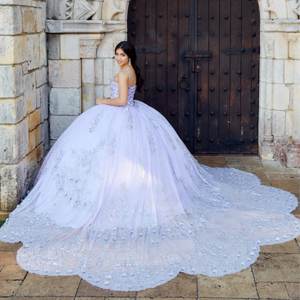 Lorencia-vestido de quinceañera azul, vestido de baile con apliques de espagueti, cuentas de encaje, vestido dulce mexicano 16, cumpleaños, graduación, YQD197