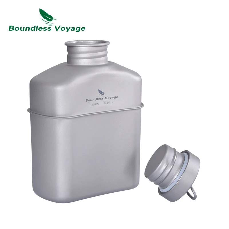 Boundless Voyage 1100ml Titanium Military Canteen Outdoor Camping Drinkware Water Boiler Bottle Big Capacity Lightweight