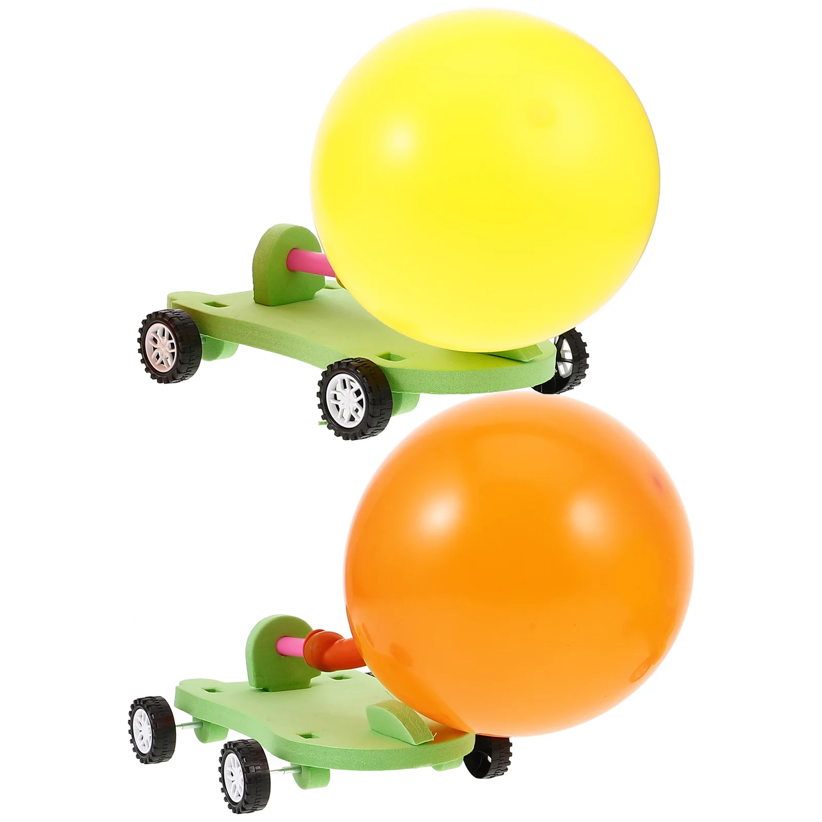 

2Set of DIY Materials Scientific DIY Balloon Car Children's Educational DIY Assembly Model Car Toys Set for Kids(Random Color)