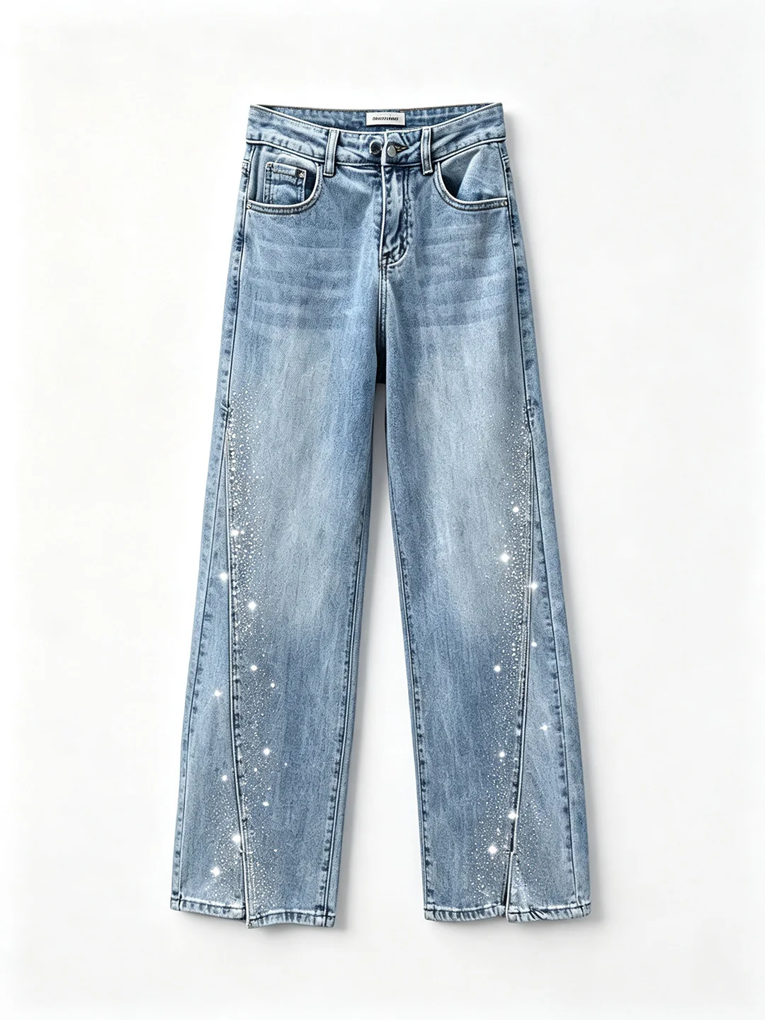 Jeans With Rhinestones Oversize Pants Y2k Streetwear 90s Clothes Woman Clothing Spring 2026 Women Harajuku Fashion Grunge Urban