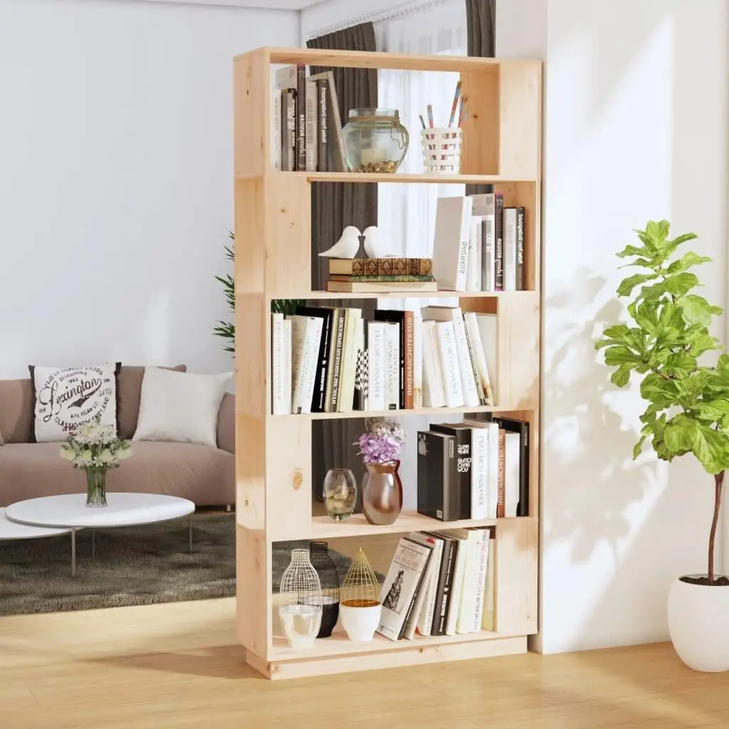 Solid Pine Wood Book Cabinet & Room Divider 80x25x163.5 cm - Stylish Storage Solution