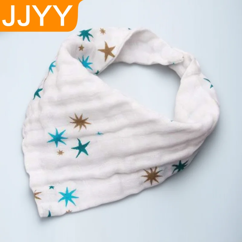 

Triangle Baby Drool Bib Soft Cartoon Print Snap On Towel for Infants Pleated Design Baby Feeding Accessories