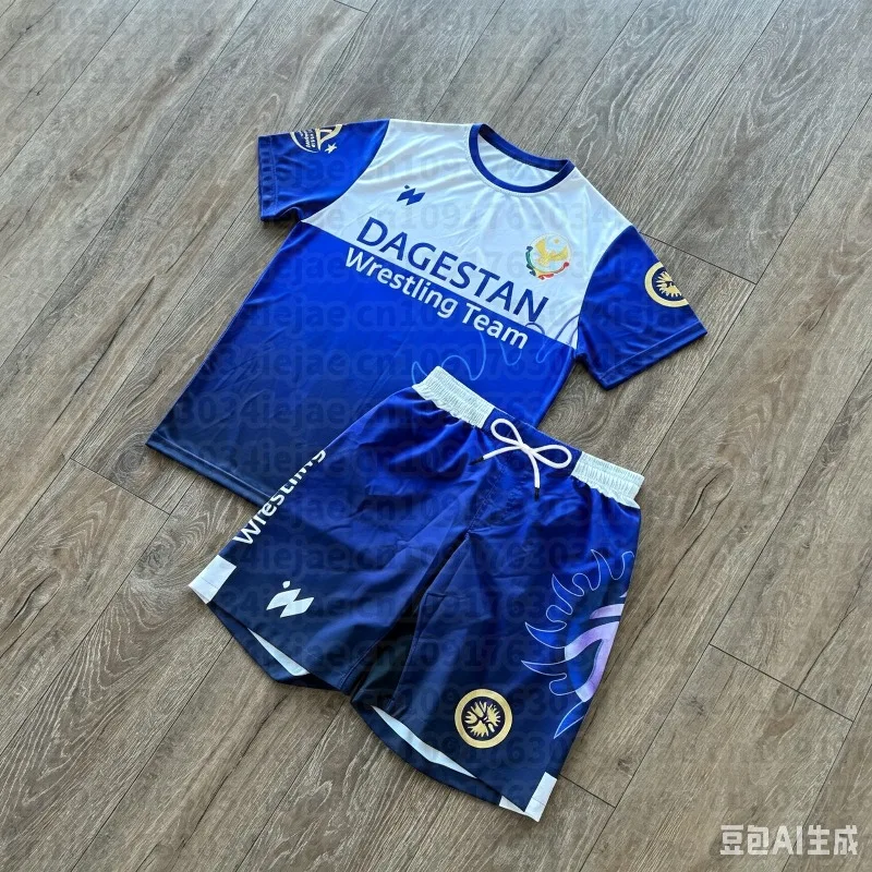 Image of MOTO 2026 Sommer Neuer Dagestan Schnelltrocknender Kampfanzug Kinder-Wrestling-Trainingsanzug T-Shirt Kampfshorts Sportset