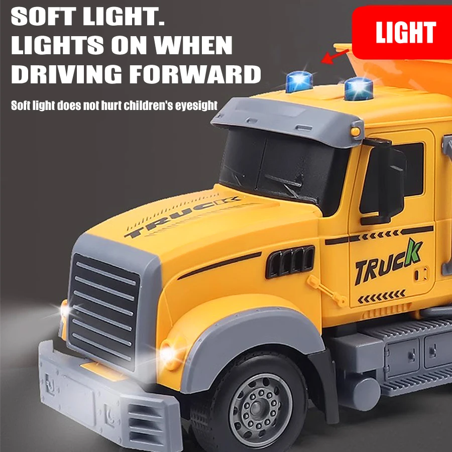 6-channel remote control engineering vehicle 2.4G rechargeable dump RC truck toy with light/sound effects, children's gift