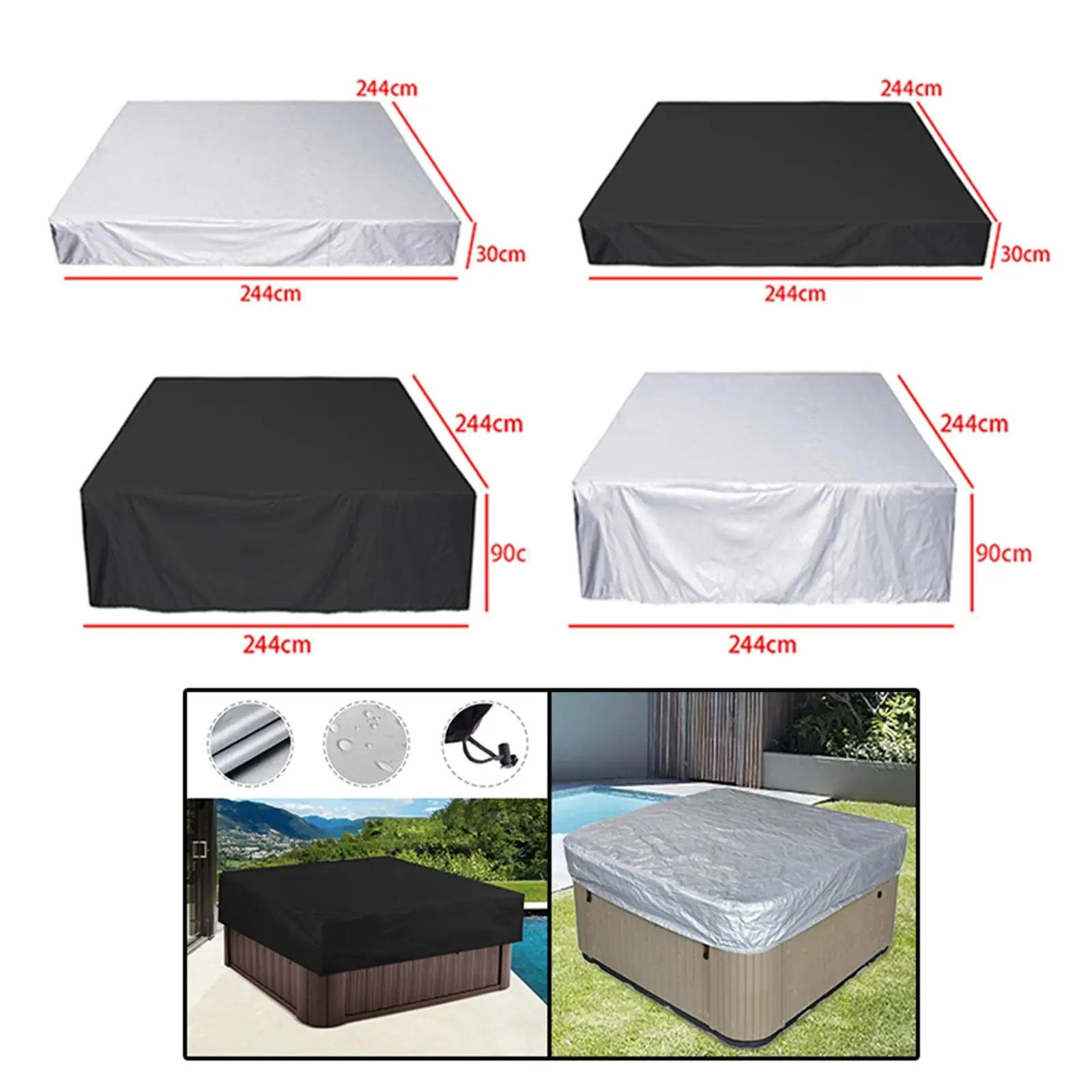 Waterproof Cover Swimming Accessories Dustproof Bathtub Top Cover Bathtub Garden Courtyard SPA dustcover Protector Tub Dust