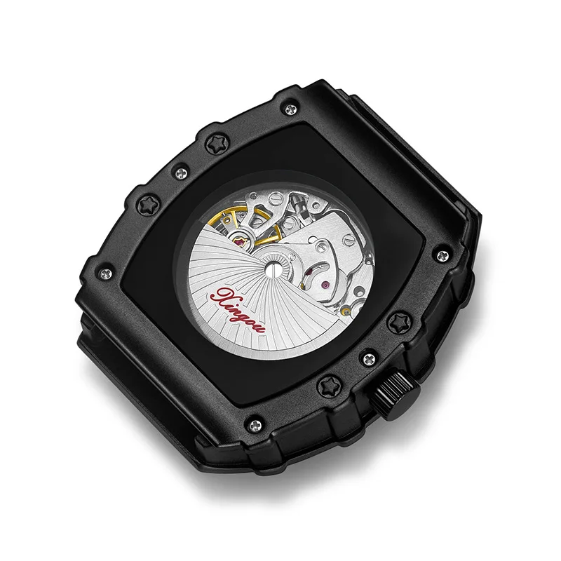 Wormhole Concept นาฬิกากันน้ําผู้ชายกลางแจ้ง Wine Barrel อัตโนมัติ Hollow Mechanical นาฬิกาผู้ชายนาฬิกานาฬิกาส่องสว่าง