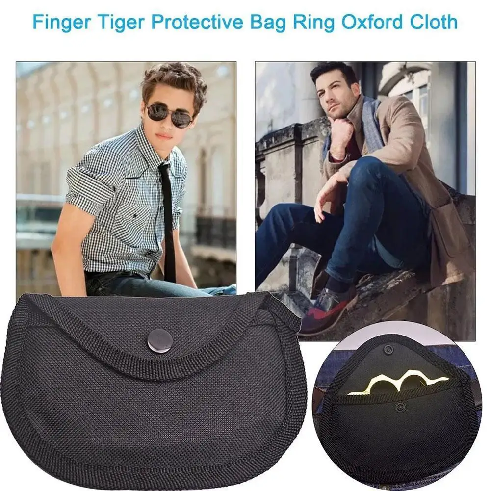 Finger Tiger Protection Bag Iron Four-finger Cloth Cover Shockproof Soft Lining Fist Hanging Buckle Bag Camping Survival