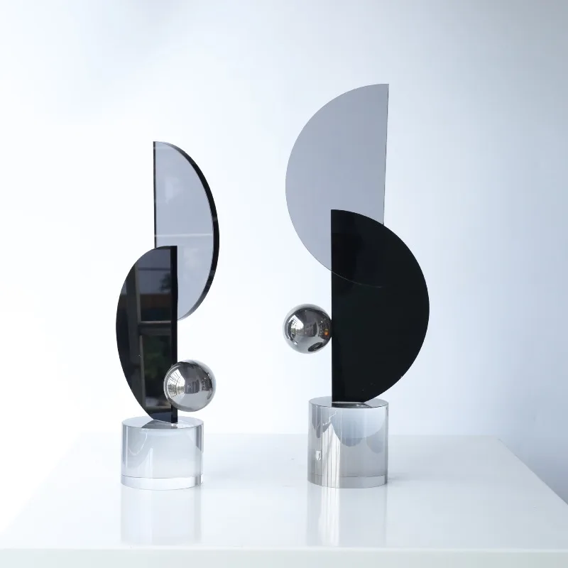 Modern Minimalist Light Luxury Crystal Hemisphere Ornament Geometric Half Sphere Home Decor TV Cabinet Entryway