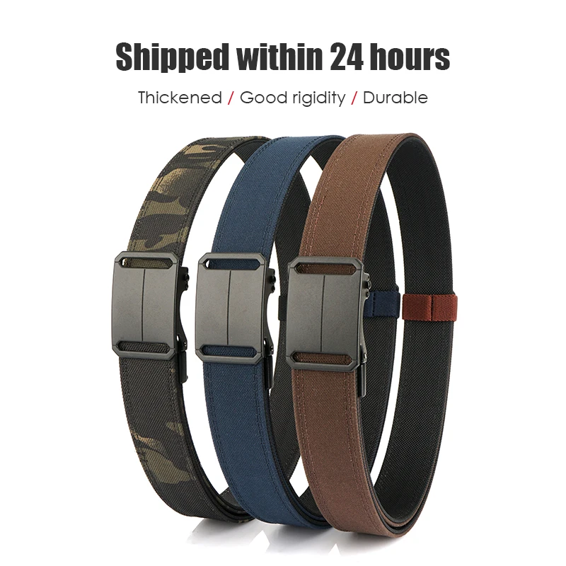 VATLTY 2025 Men's Casual Belt Thick Nylon Metal Automatic Buckle Tactical Outdoor Belt for Men Stiff Work Belt Waistband Jeans