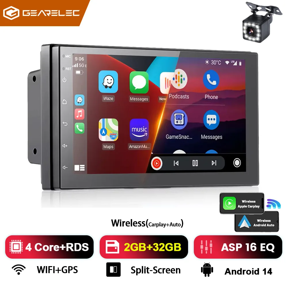 Android 13 Autoradio 2 Din Carplay Android Auto Multimedia Video Player Universele 7 Inch Autoradio Wifi GPS Navi Autoradio