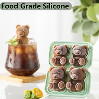 Cute Teddy Bear Ice Cube Making Mold Splash-proof And Easy To Fall Off, For Refrigerator With Container, Cute Bear Ice Cube Tray