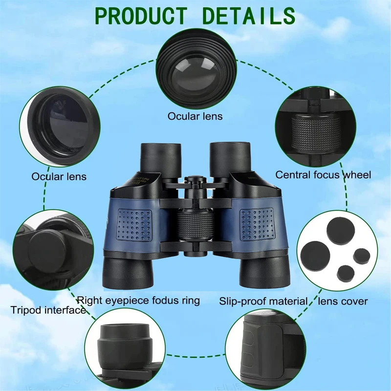 80x80 HD binoculars professional high magnification long distance portable telescope is suitable for camping and hunting. - view 3