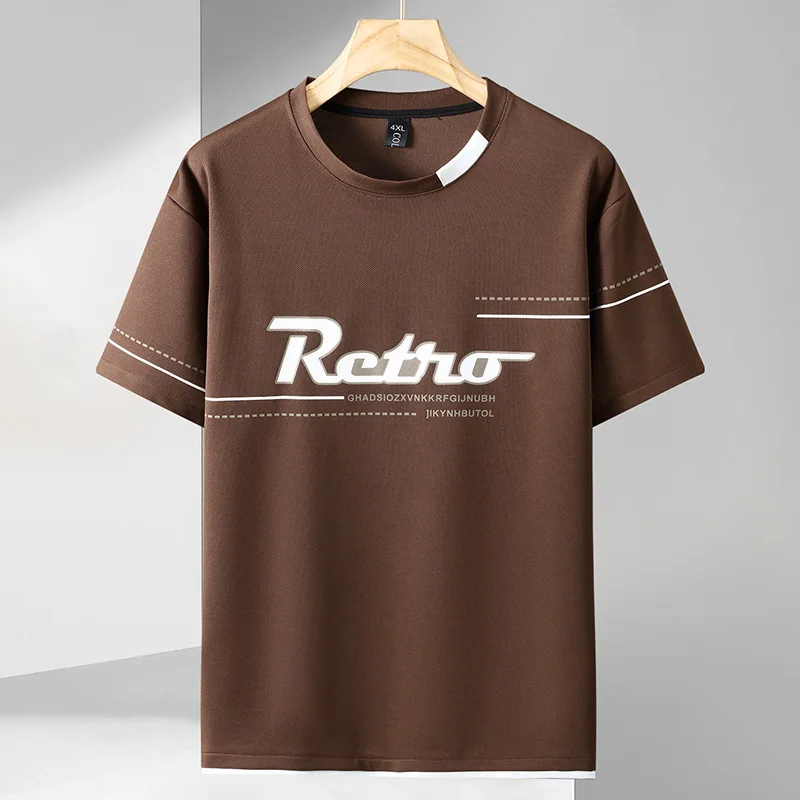 Men's summer plus size chubby guy 12XL round neck half short sleeved trendy shorts casual sports loose suit 170kg
